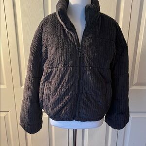 Black Quilted Ski Jacket with High Collar